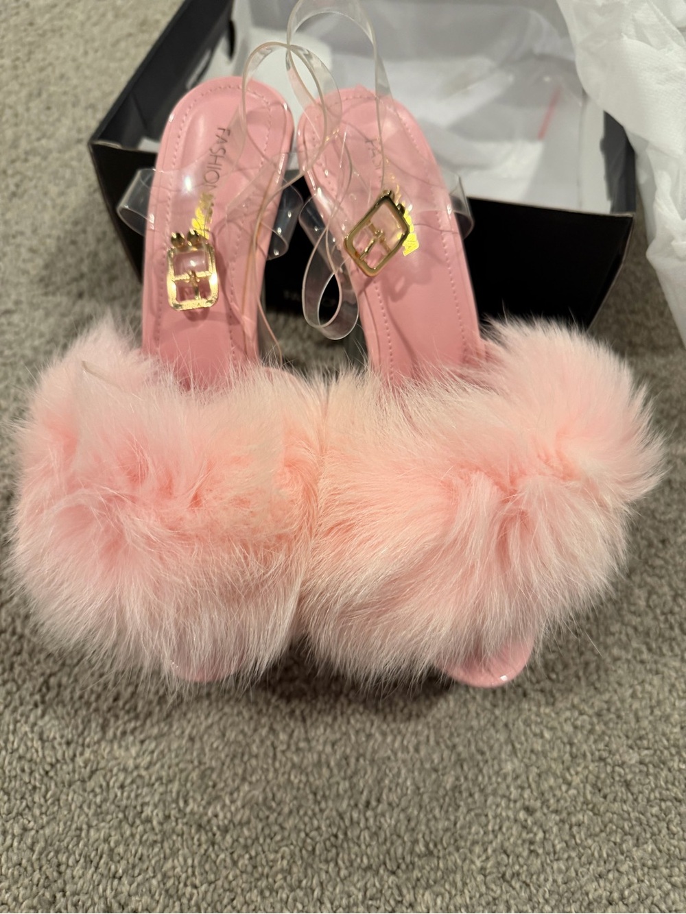 Fashion Nova Pink Showgirl Platform Fur Heels